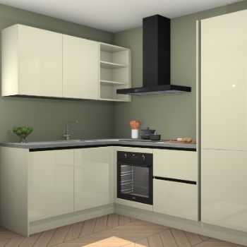 Magnolia hoogglans greeploze keuken Boekarest 116190