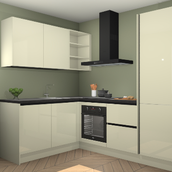 Magnolia hoogglans greeploze keuken Boekarest 116197