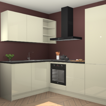 Magnolia hoogglans keuken Boekarest 116198