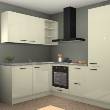 Magnolia hoogglans keuken Boekarest 116203