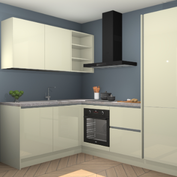 Magnolia hoogglans greeploze keuken Boekarest 116208