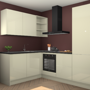 Magnolia hoogglans keuken Boekarest 116218