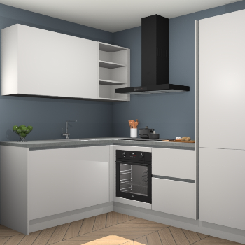 Zijdegrijze greeploze keuken Boekarest 116647