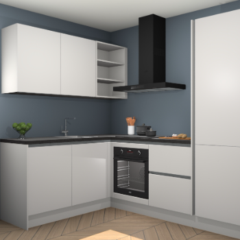 Zijdegrijze greeploze keuken Boekarest 116688