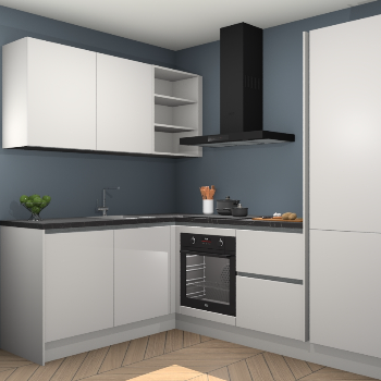 Zijdegrijze greeploze keuken Boekarest 116744