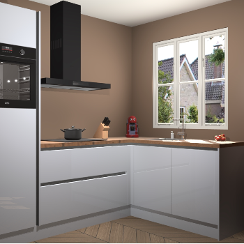 Sneeuwwitte hoogglans greeploze keuken Victoria 116080