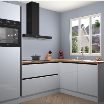 Sneeuwwitte hoogglans greeploze keuken Victoria 116083