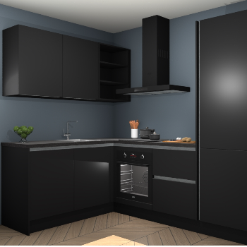 Zwarte greeploze keuken Boekarest 116949