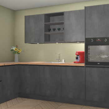 Beton Zwarte greeploze keuken Gotenburg 116631