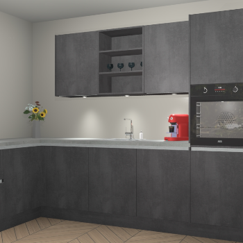 Beton Zwarte greeploze keuken Gotenburg 116711