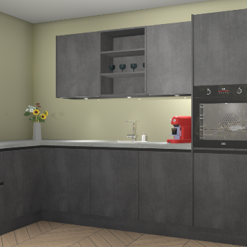 Beton Zwarte greeploze keuken Gotenburg 116714