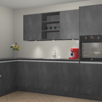 Beton Zwarte greeploze keuken Gotenburg 116718