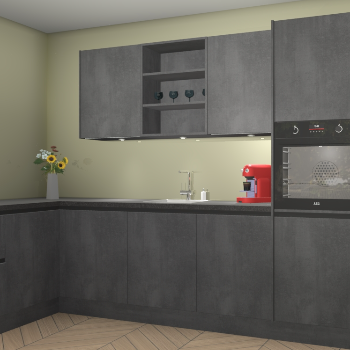 Beton Zwarte greeploze keuken Gotenburg 116721