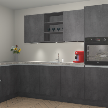 Beton Zwarte greeploze keuken Gotenburg 116731