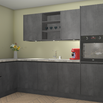 Beton Zwarte greeploze keuken Gotenburg 116734