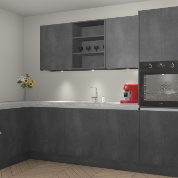 Beton Zwarte greeploze keuken Gotenburg 116737