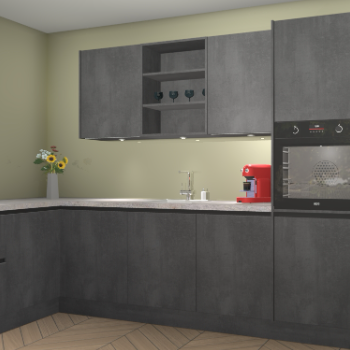 Beton Zwarte greeploze keuken Gotenburg 116740