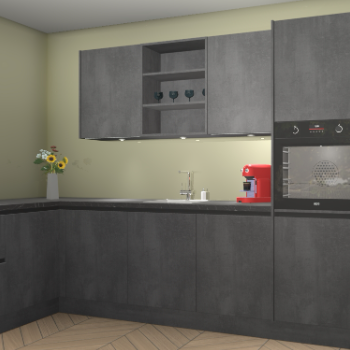 Beton Zwarte greeploze keuken Gotenburg 116754