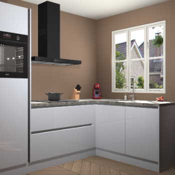 Sneeuwwitte hoogglans greeploze keuken Victoria 116347