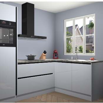 Sneeuwwitte hoogglans greeploze keuken Victoria 116371