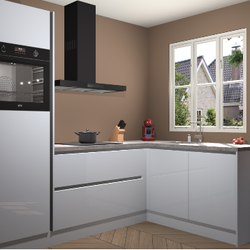 Sneeuwwitte hoogglans greeploze keuken Victoria 116348