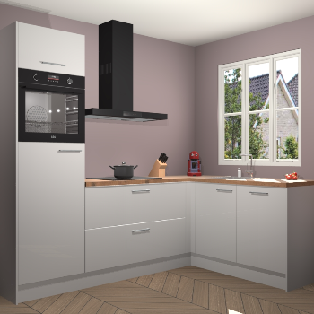 Zijdegrijze hoogglans keuken Victoria 116234