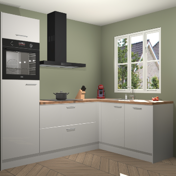 Zijdegrijze hoogglans keuken Victoria 116235