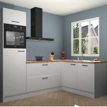 Zijdegrijze hoogglans keuken Victoria 116237