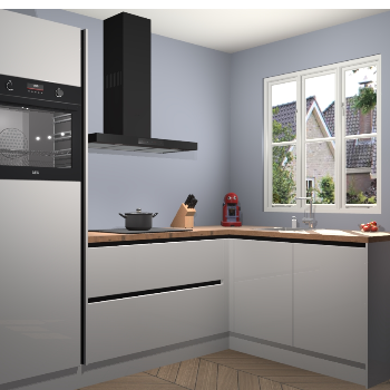 Zijdegrijze hoogglans greeploze keuken Victoria 116239