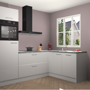 Zijdegrijze hoogglans keuken Victoria 116387