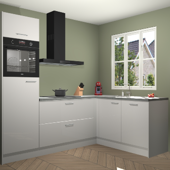 Zijdegrijze hoogglans keuken Victoria 116392