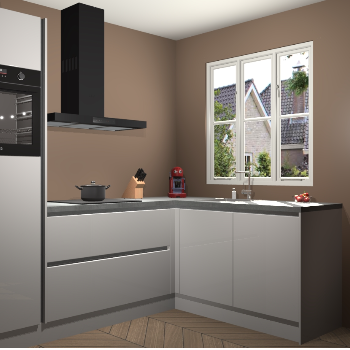 Zijdegrijze hoogglans greeploze keuken Victoria 116397