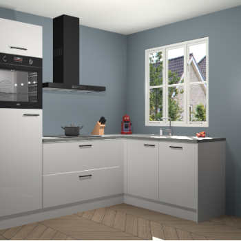 Zijdegrijze hoogglans keuken Victoria 116402