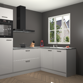 Zijdegrijze hoogglans keuken Victoria 116407