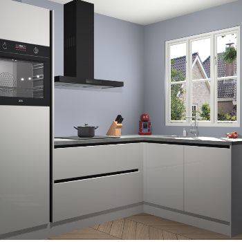 Zijdegrijze hoogglans greeploze keuken Victoria 116412