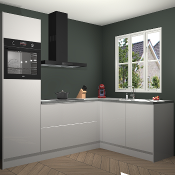 Zijdegrijze hoogglans keuken Victoria 116417