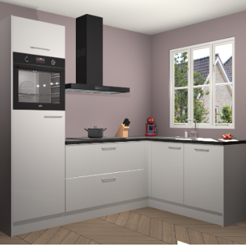 Zijdegrijze hoogglans keuken Victoria 116388