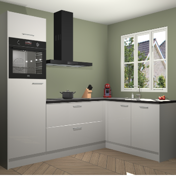 Zijdegrijze hoogglans keuken Victoria 116393