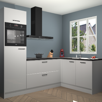 Zijdegrijze hoogglans keuken Victoria 116403