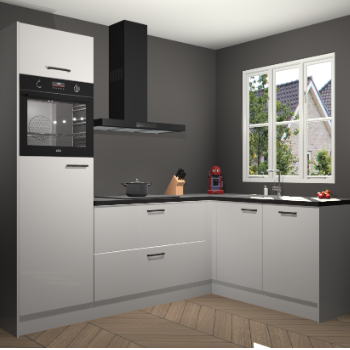 Zijdegrijze hoogglans keuken Victoria 116408