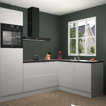 Zijdegrijze hoogglans keuken Victoria 116418