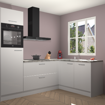 Zijdegrijze hoogglans keuken Victoria 116389