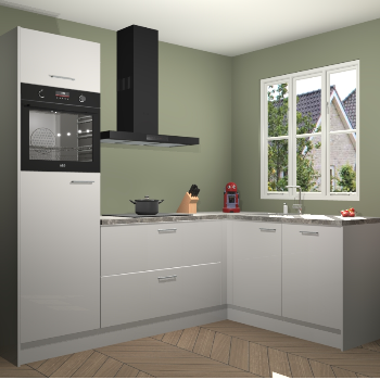 Zijdegrijze hoogglans keuken Victoria 116394