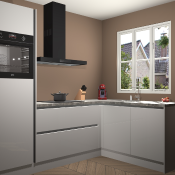 Zijdegrijze hoogglans greeploze keuken Victoria 116399