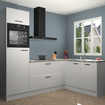 Zijdegrijze hoogglans keuken Victoria 116404