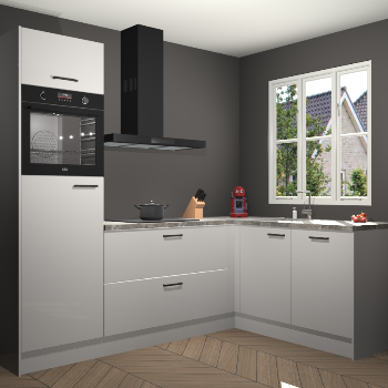 Zijdegrijze hoogglans keuken Victoria 116409