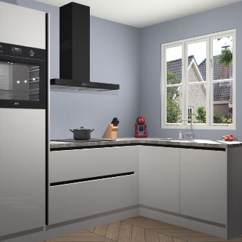 Zijdegrijze hoogglans greeploze keuken Victoria 116414