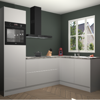 Zijdegrijze hoogglans keuken Victoria 116419