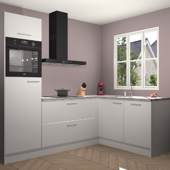 Zijdegrijze hoogglans keuken Victoria 116390