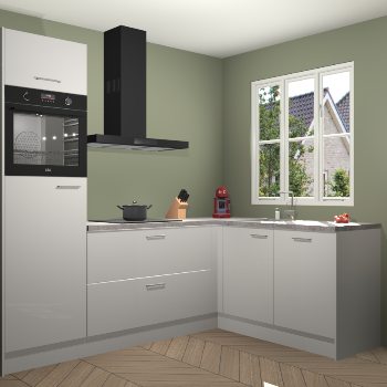 Zijdegrijze hoogglans keuken Victoria 116395